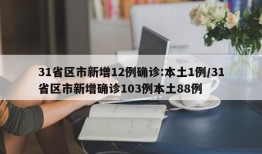 31省区市新增12例确诊:本土1例/31省区市新增确诊103例本土88例