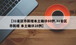【31省区市新增本土确诊80例,31省区市新增 本土确诊28例】