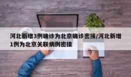 河北新增3例确诊为北京确诊密接/河北新增1例为北京关联病例密接