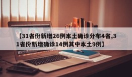 【31省份新增26例本土确诊分布4省,31省份新增确诊14例其中本土9例】