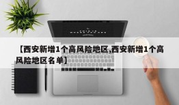【西安新增1个高风险地区,西安新增1个高风险地区名单】