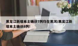 黑龙江新增本土确诊7例均在黑河/黑龙江新增本土确诊8例!