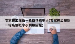 专家称出现新一轮疫情概率小(专家称出现新一轮疫情概率小的原因是)